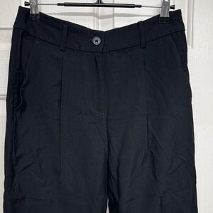 LOFT Outlet Black Linen Tapered Pants | Petite 0